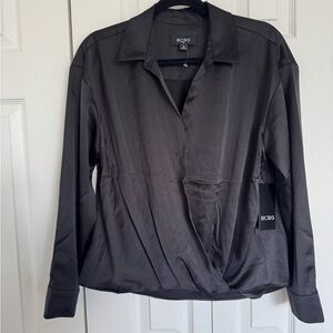 BCBG Classic Black Blouse wrap bottom size medium